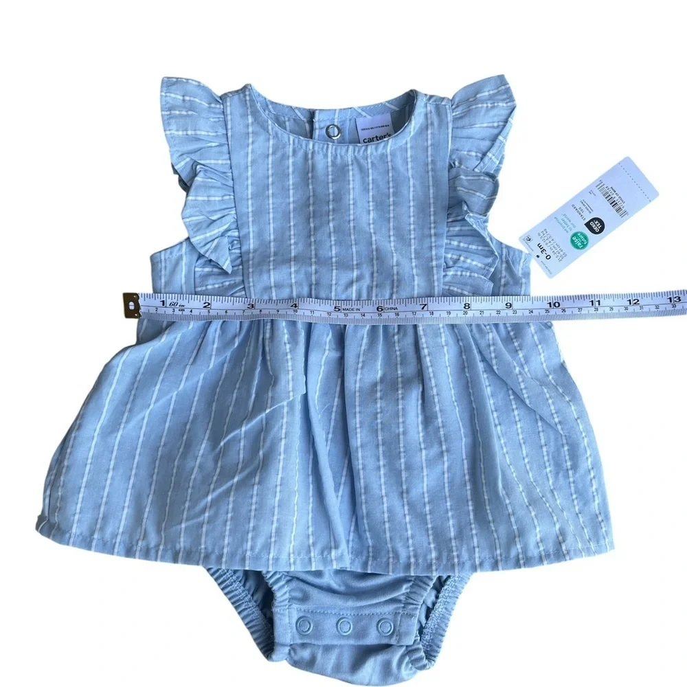 Carter's Blue and White Diaper Covers with Ruffled Details